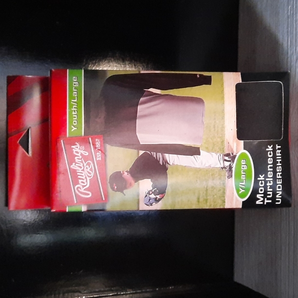 Rawlings Youth Large Mock Turtleneck Undershirt  Baseball Soccer Black Gray NIB - Picture 1 of 4